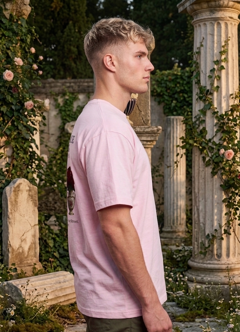 Sova — Pink Statue & Roses Oversized Shirt